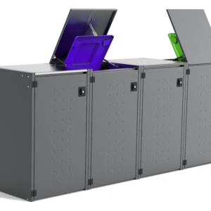 Müllbox Typ Boxxi Stahl verzinkt Anthrazit RAL-7016 mit Kipp-Deckel für 4x240L