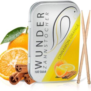 Wunderzahnstocher-Orange/Zimt Metallbox (100 Stück)