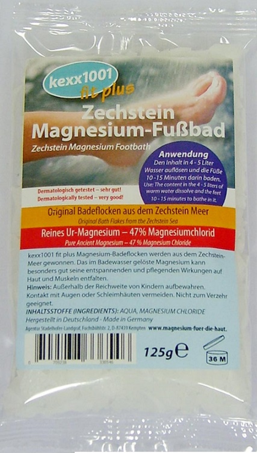 Zechstein Magnesium-Fußbad 125g – 47% Magnesiumchlorid – kexx1001